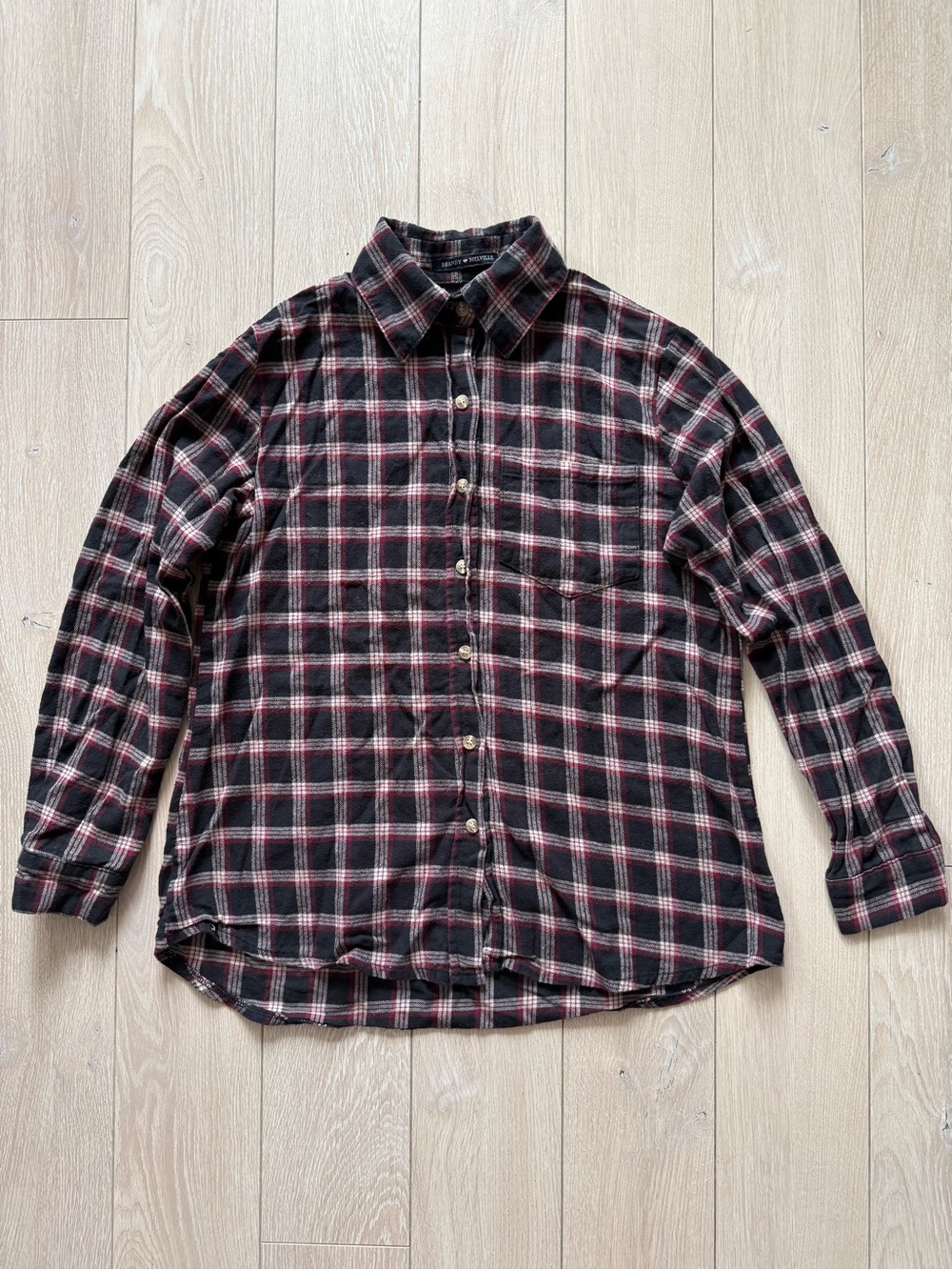 Brandy Melville Plaid Flannel Shirt in Black & Maroon Women’s
